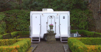 outdoor wedding luxury porta potty